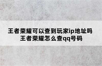 王者荣耀可以查到玩家ip地址吗 王者荣耀怎么查qq号码